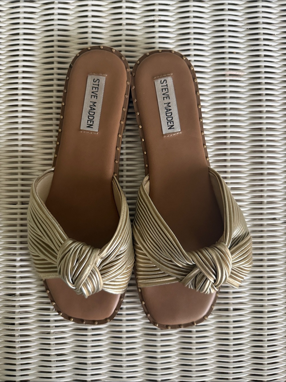 Steve Madden Gold Knotted Slide Sandals